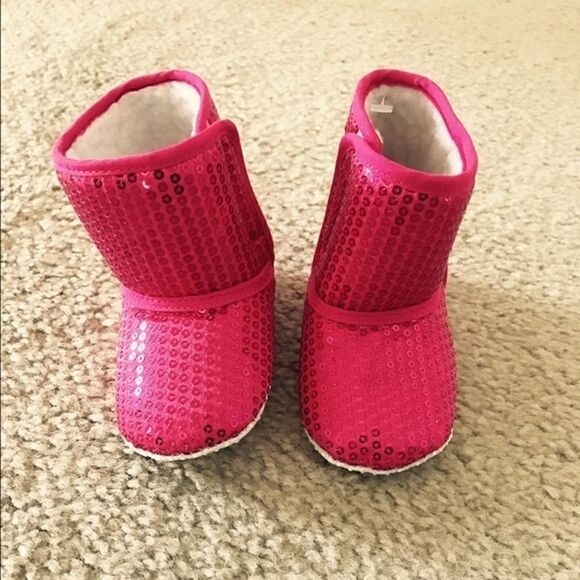 Pink Sequined Boots Size 2 - Picture 1 of 3
